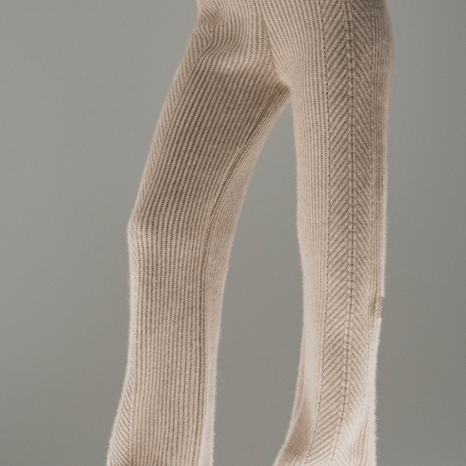 Winter Magic Cashmere Wide Leg Pant - Flax Heather