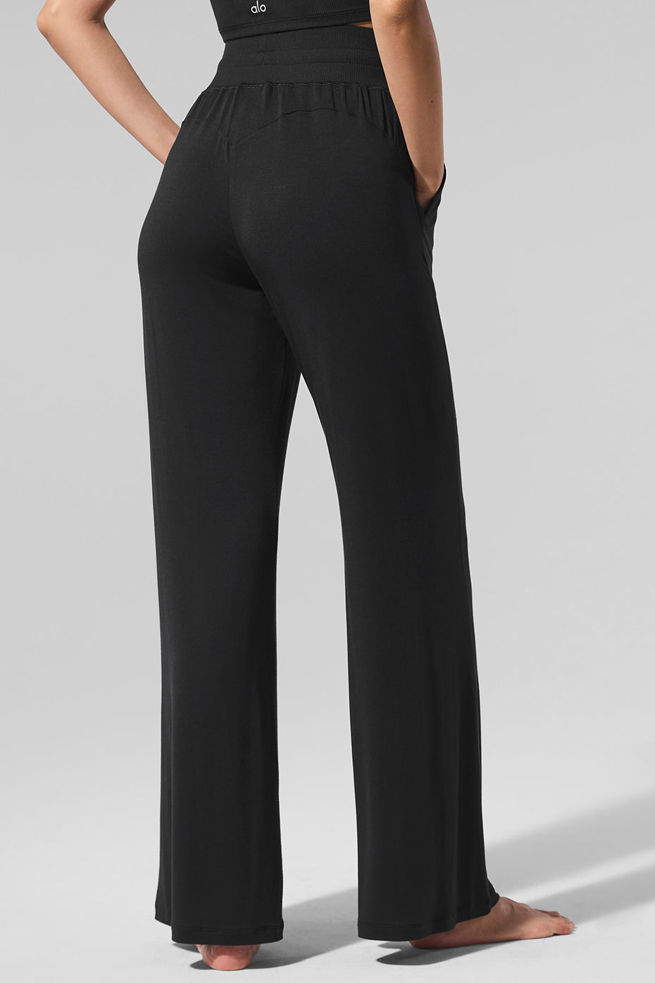 Semi-Sheer Delicate Lounge Flare Pant - Black
