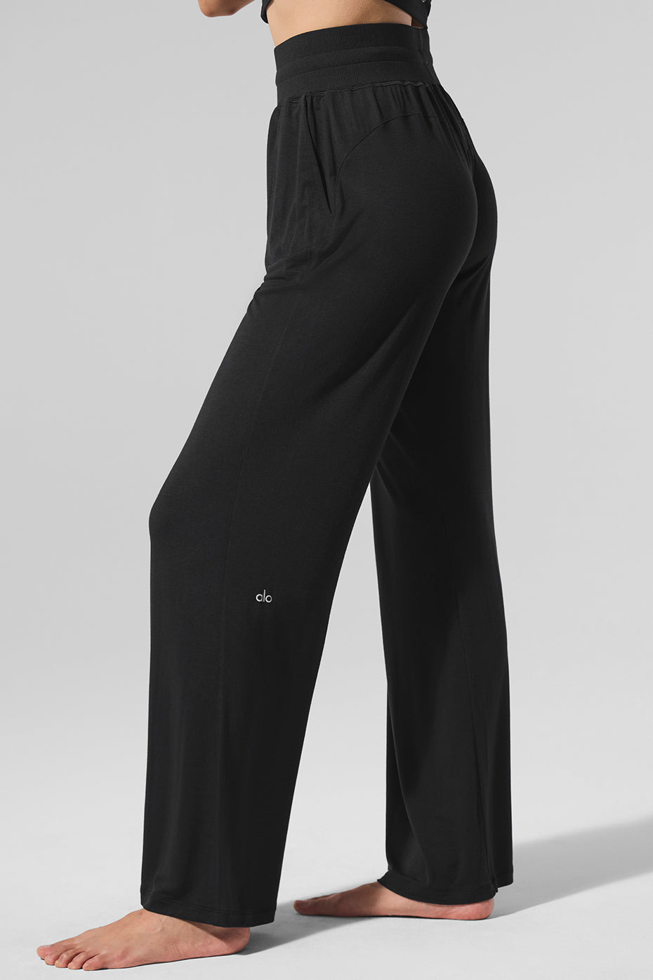 Semi-Sheer Delicate Lounge Flare Pant - Black