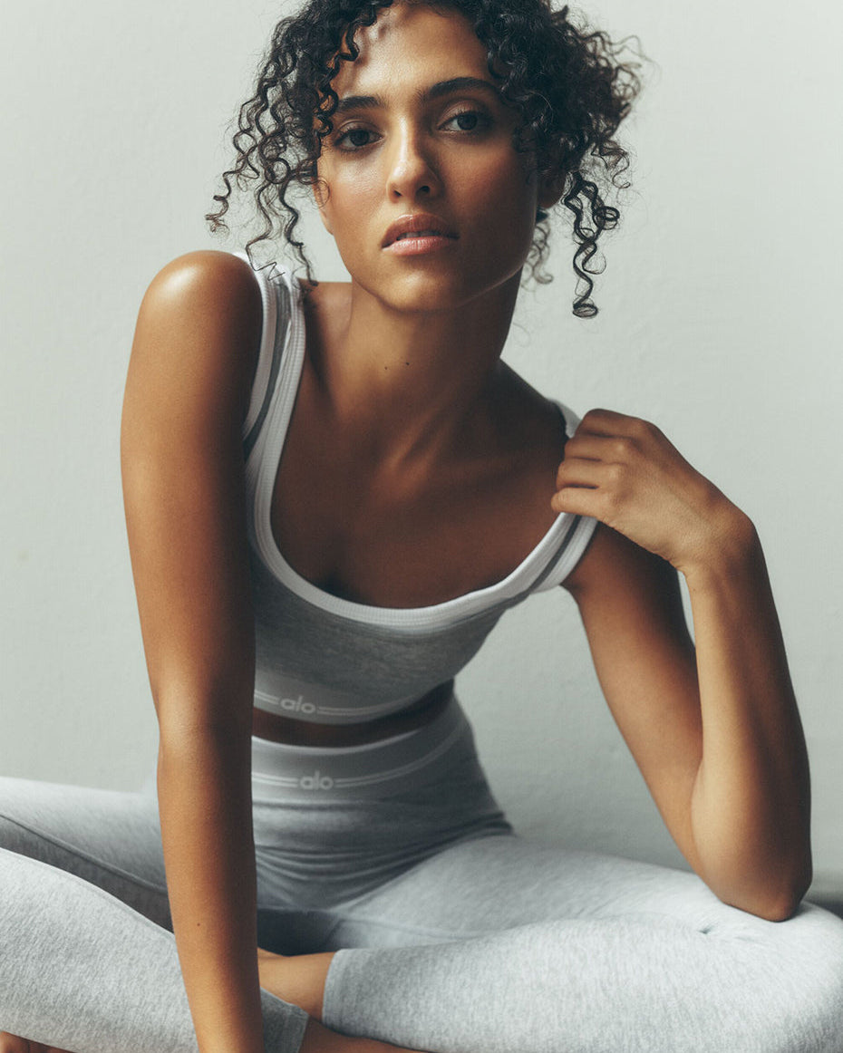 Alosoft High-Waist 7/8 Better Together Legging - Athletic Heather Grey/White