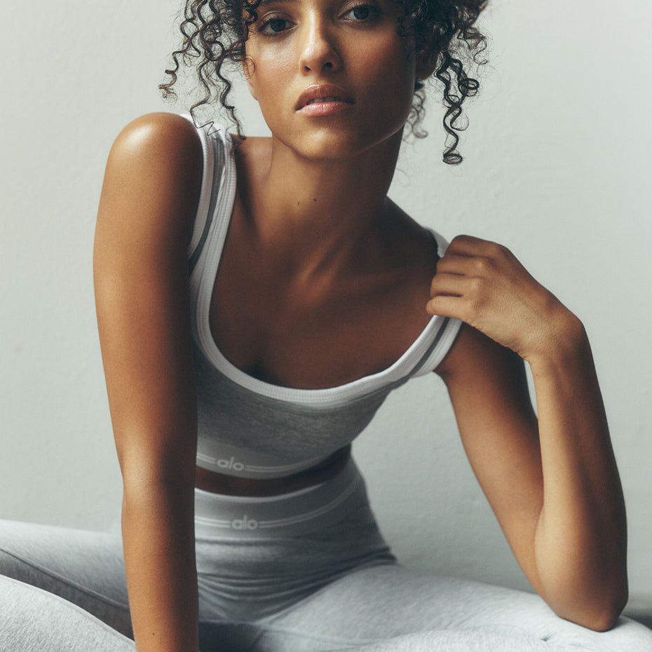 Alosoft High-Waist 7/8 Better Together Legging - Athletic Heather Grey/White