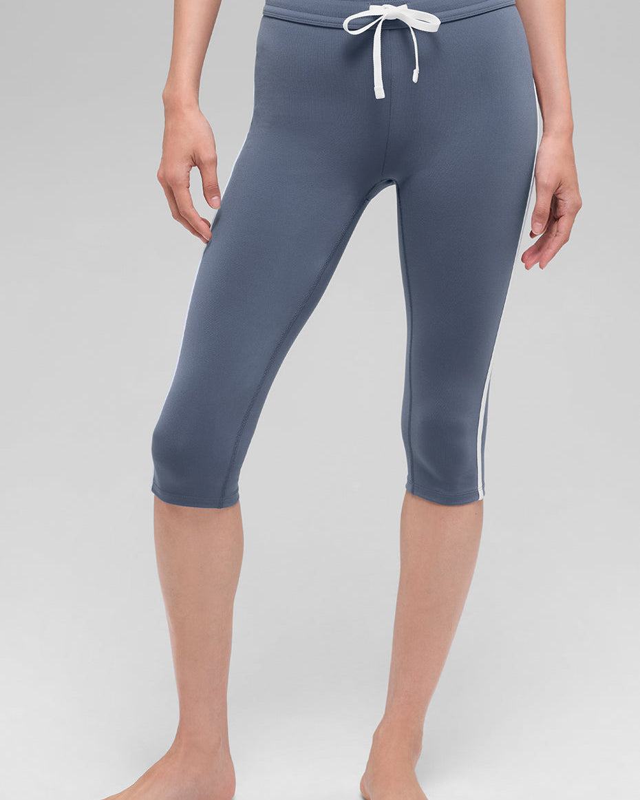 Airbrush High-Waist Race Pace Capri - Bluestone/White