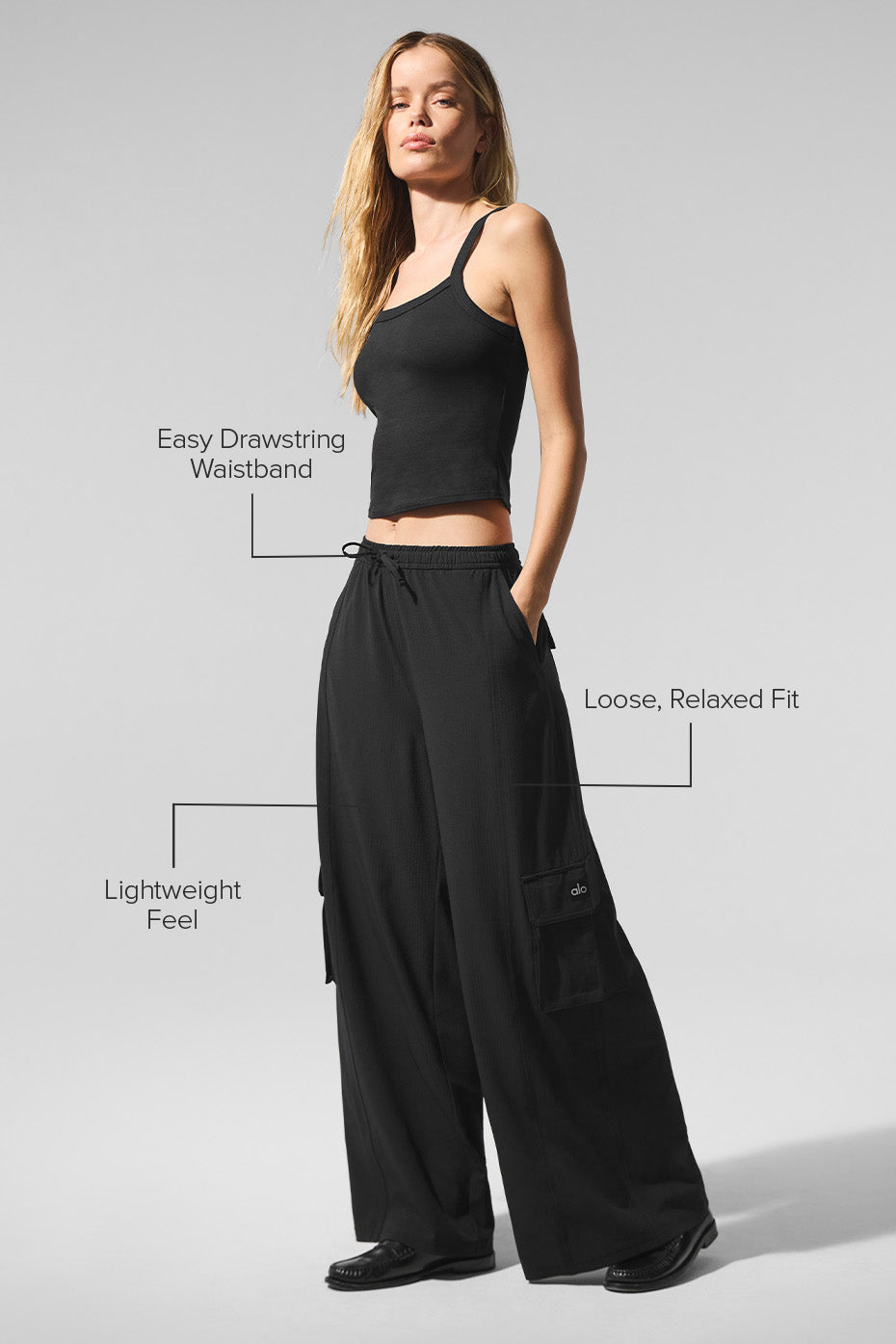 Dreamscape Cargo Wide Leg Pant - Black