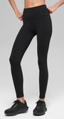 Seamless High-Waist Two Tone Rib Legging - Black