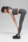 Seamless High-Waist Two Tone Rib Legging - Dark Misty Grey Heather