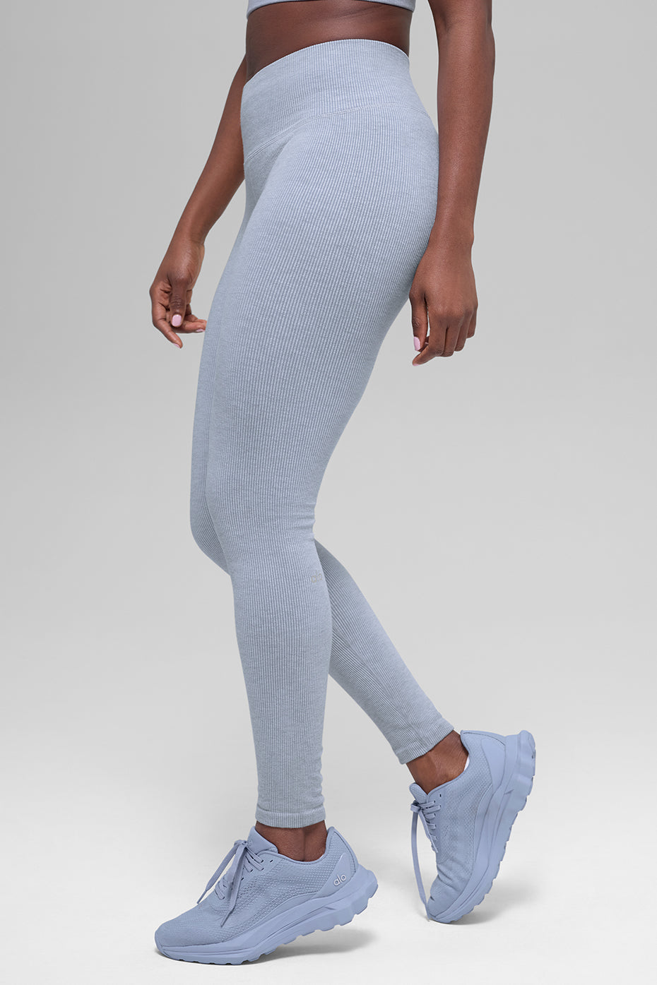 Seamless High-Waist Two Tone Rib Legging - Winter Frost Heather