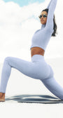 Seamless High-Waist Two Tone Rib Legging - Winter Frost Heather