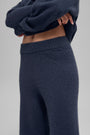 Wool Cashmere High-Waist New Class Wide Leg Pant - Navy