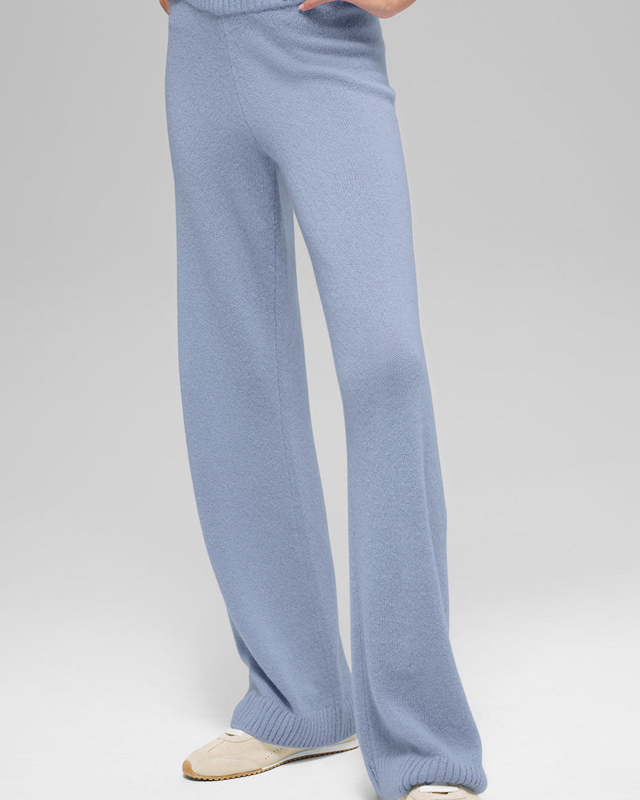Wool Cashmere High-Waist New Class Wide Leg Pant - Winter Frost