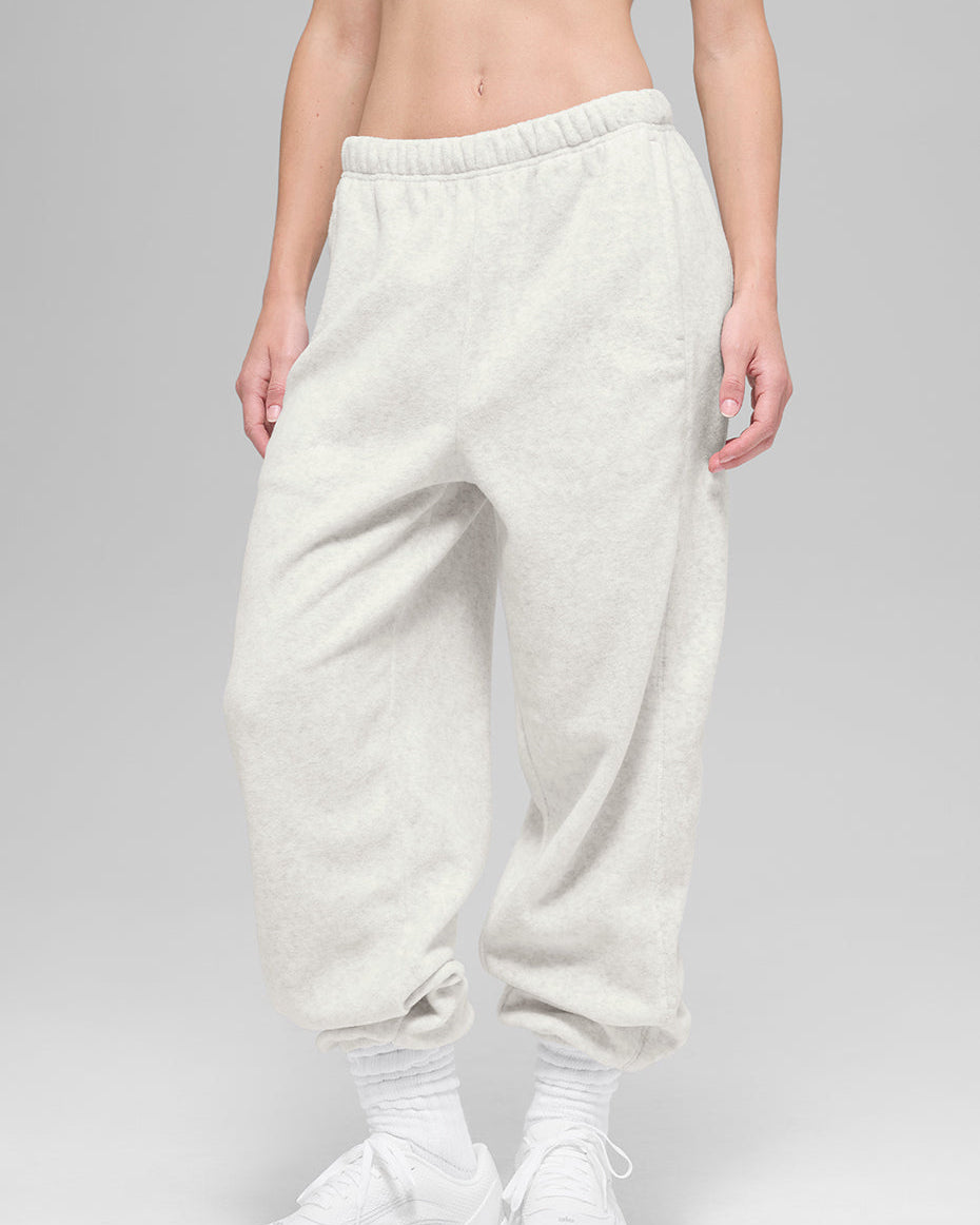 Polar Fleece High-Waist Retreat Jogger - White Heather Grey