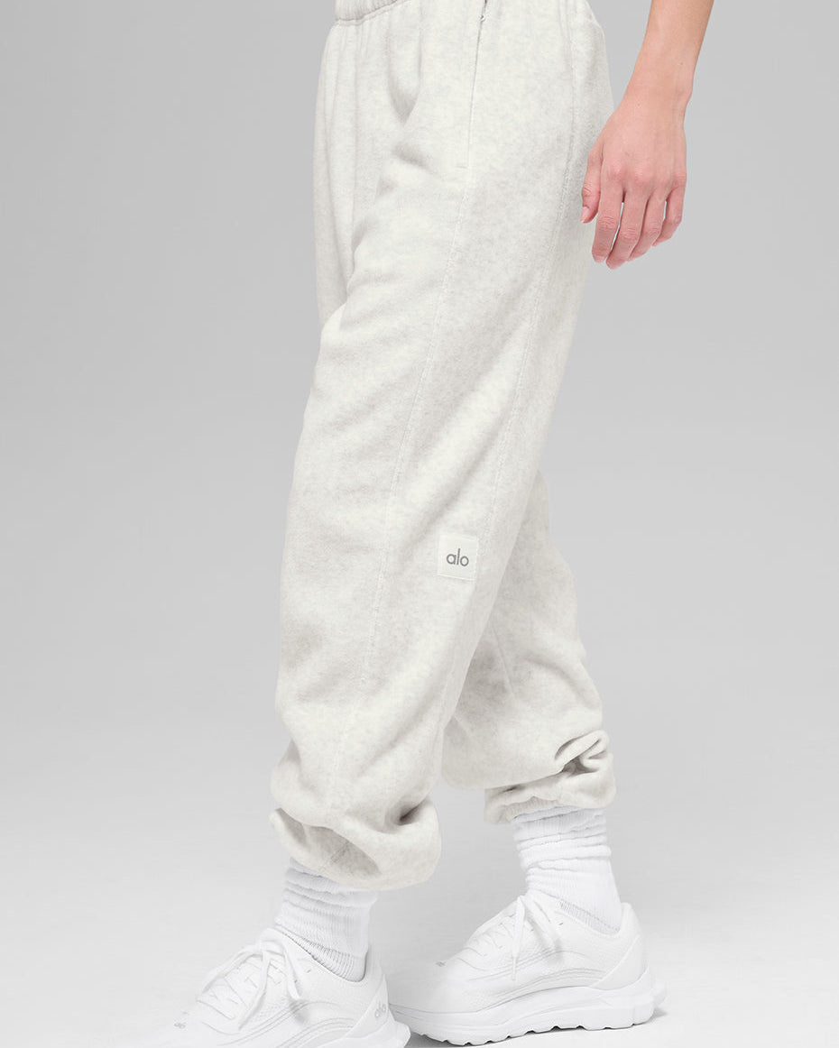 Polar Fleece High-Waist Retreat Jogger - White Heather Grey