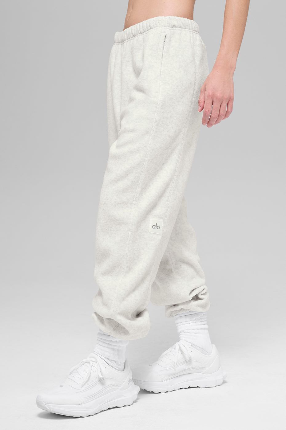 Polar Fleece High-Waist Retreat Jogger - White Heather Grey
