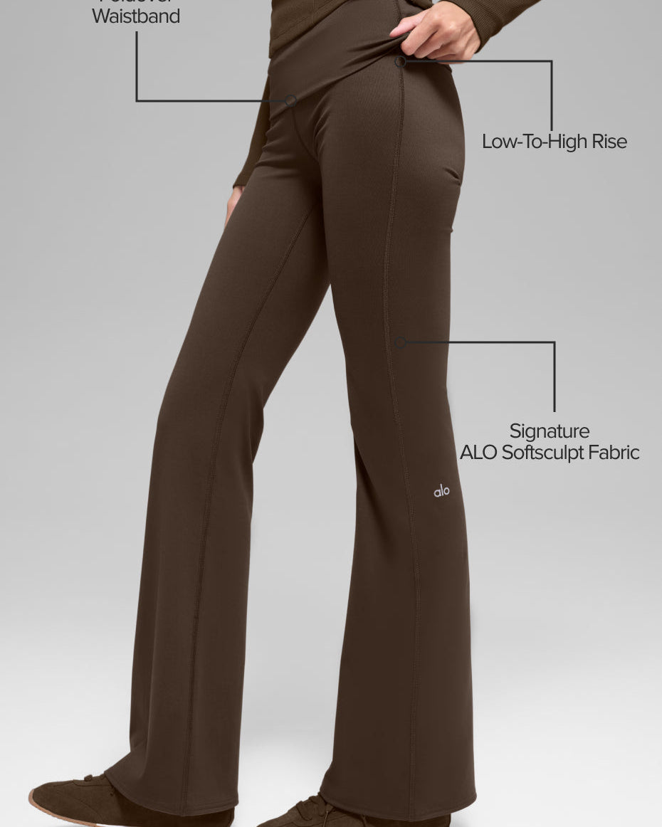 ALO Softsculpt Foldover Flare Legging - Espresso