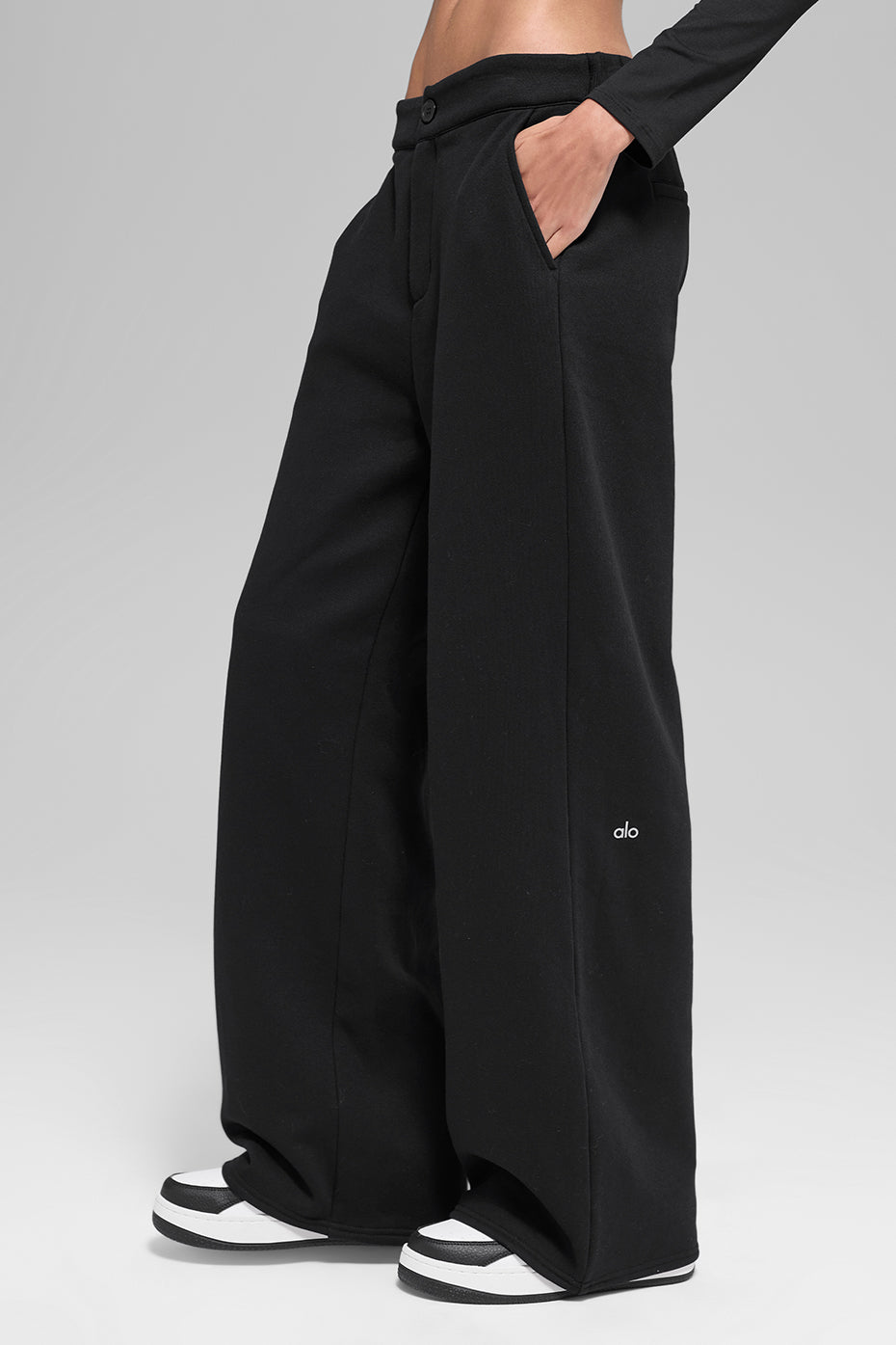 High-Waist Sweatpant Trouser - Black