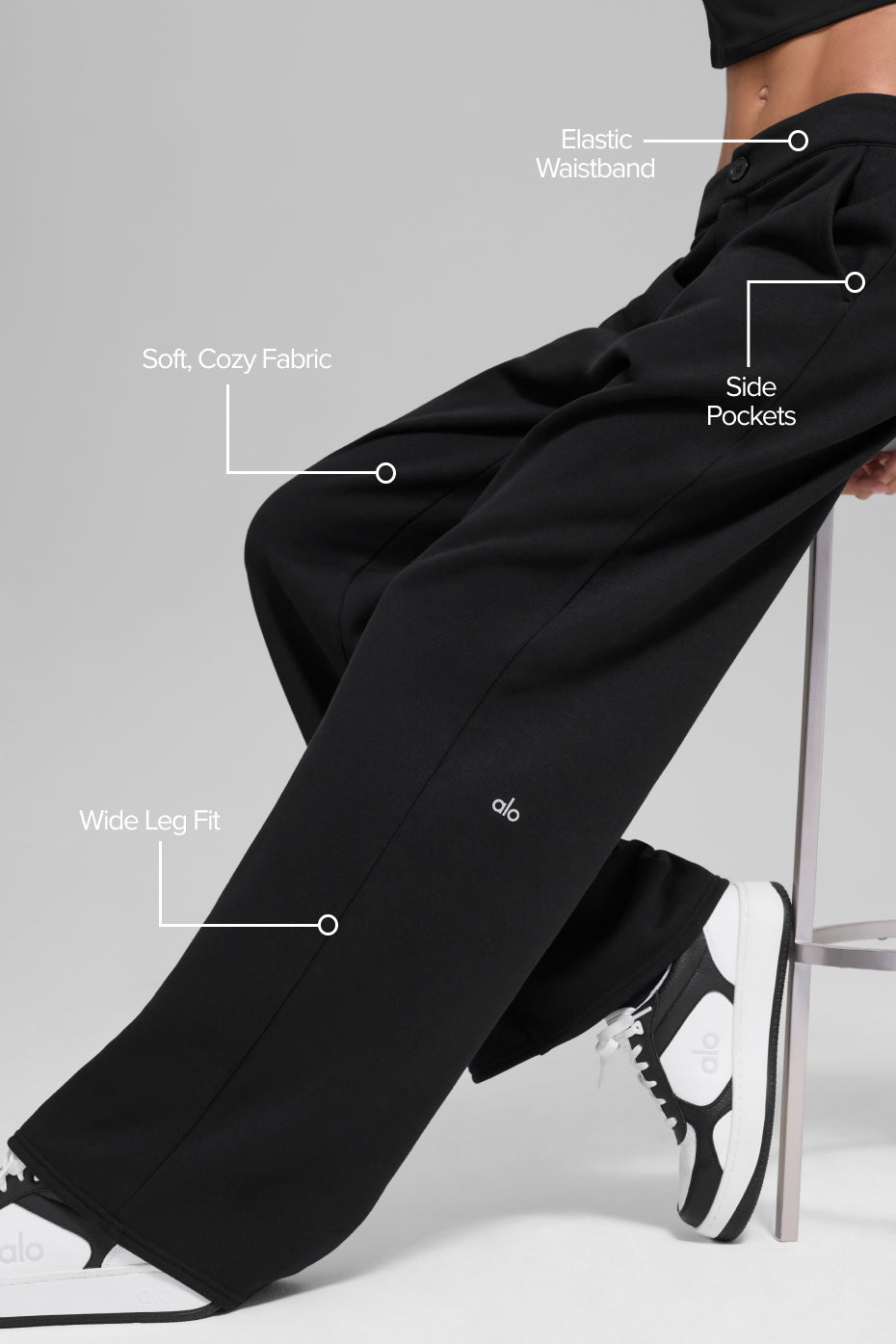 High-Waist Sweatpant Trouser - Black