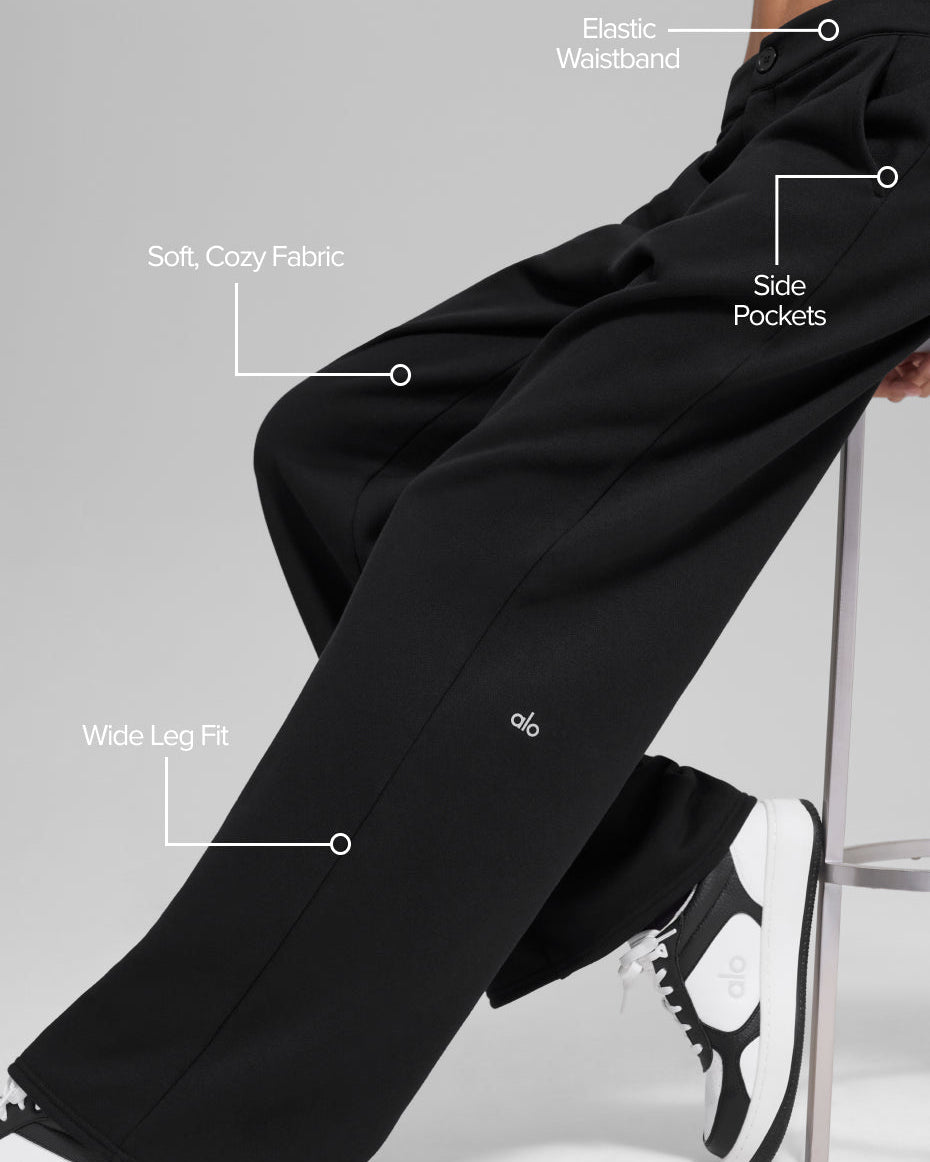 High-Waist Sweatpant Trouser - Black