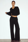 Cashmere High-Waist Northstar Straight Leg Pant - Black
