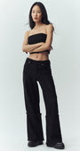 Wool Blend Nightcap Wide Leg Pant - Black