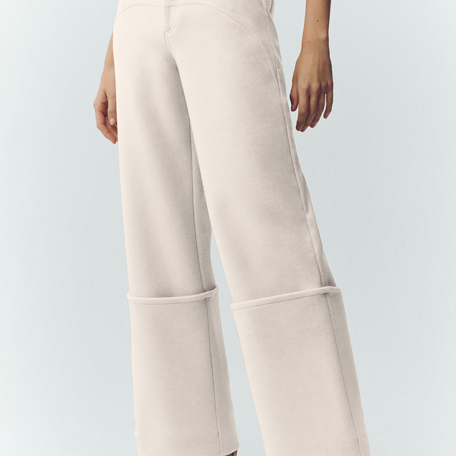Wool Blend Nightcap Wide Leg Pant - Cafe Au Lait