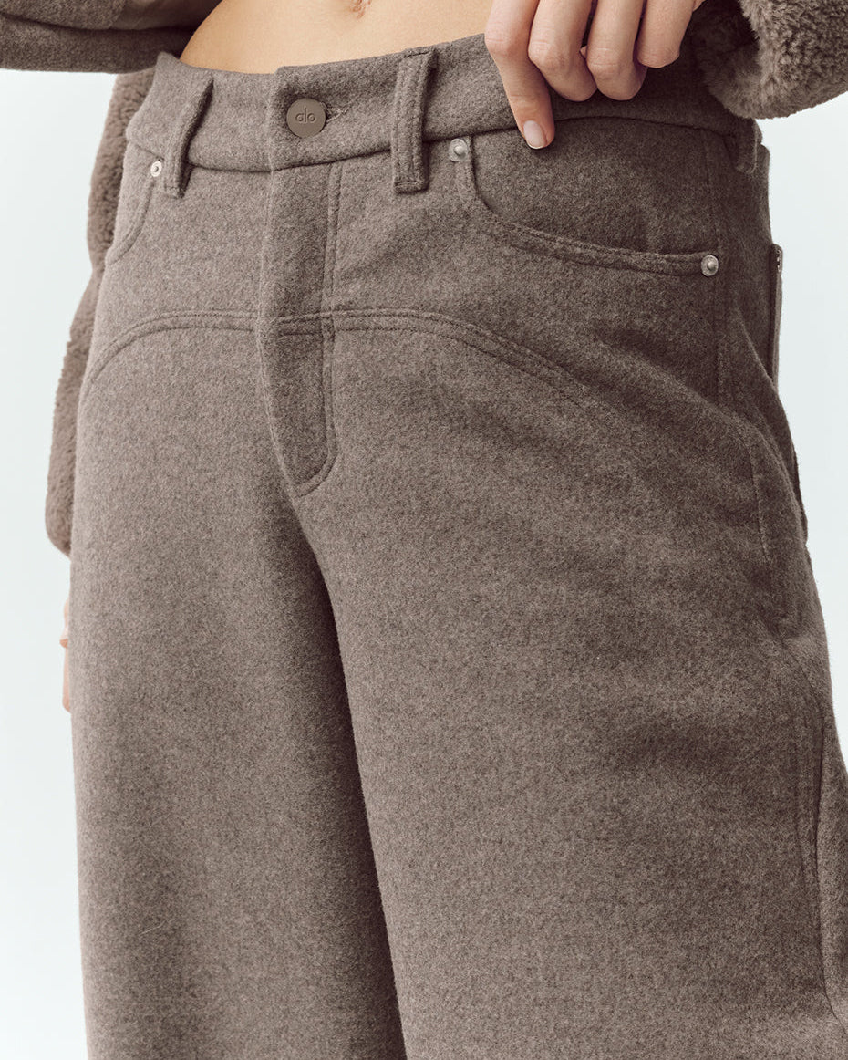 Wool Blend Nightcap Wide Leg Pant - Alpine Cocoa Heather