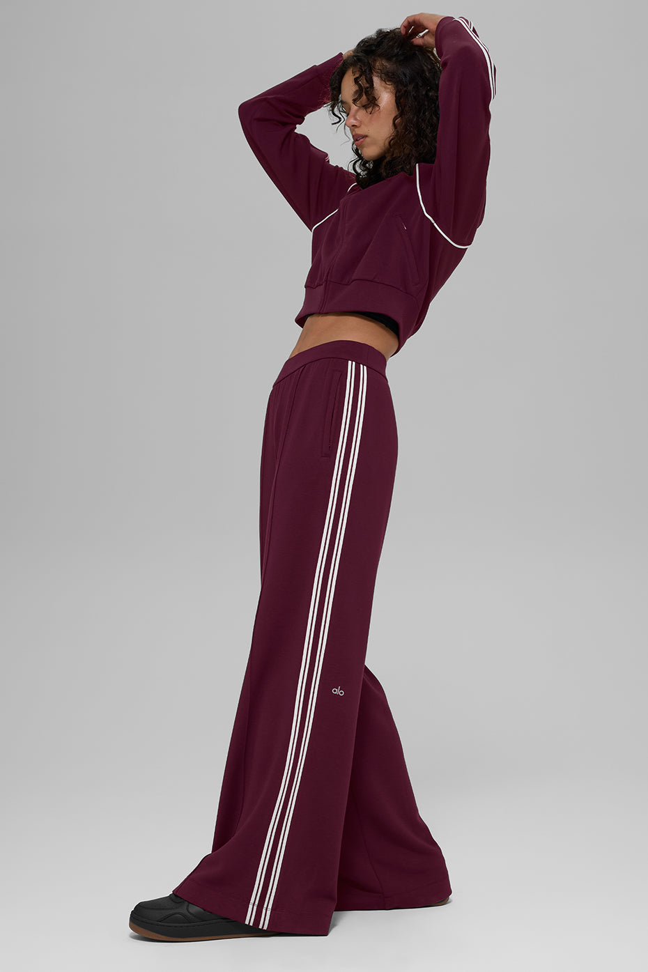 Track Star Wide Leg Pant (Long) - Burgundy