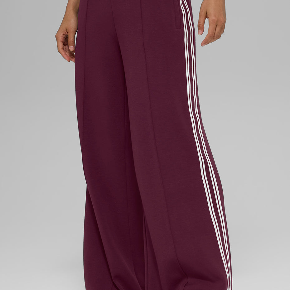 Track Star Wide Leg Pant (Long) - Burgundy