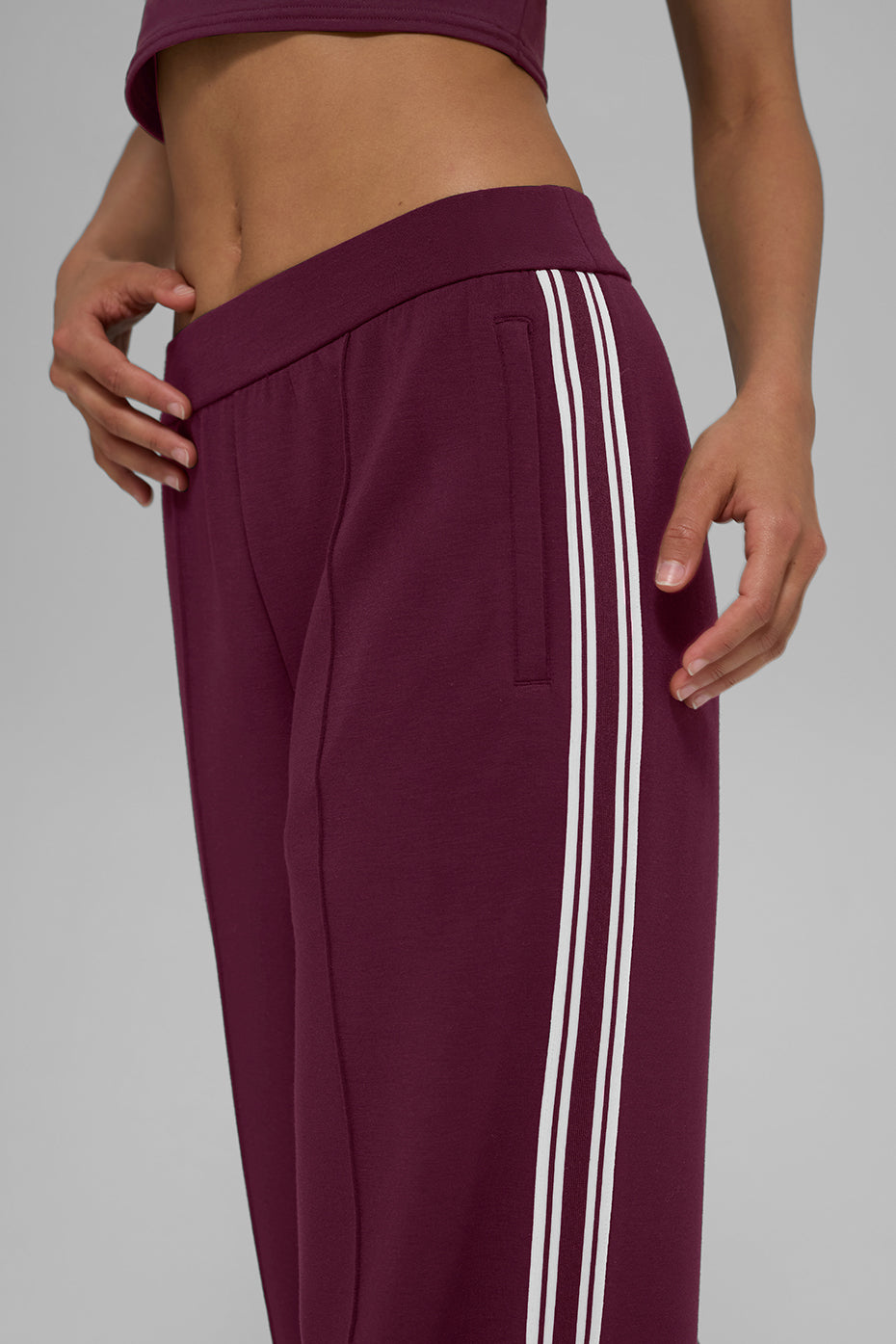 Track Star Wide Leg Pant (Long) - Burgundy