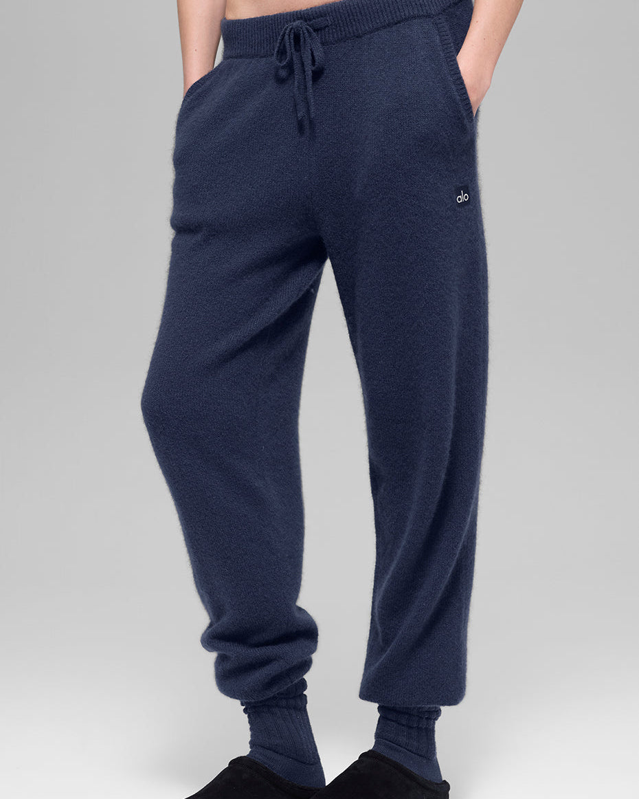 Wool Cashmere High-Waist New Class Jogger - Navy