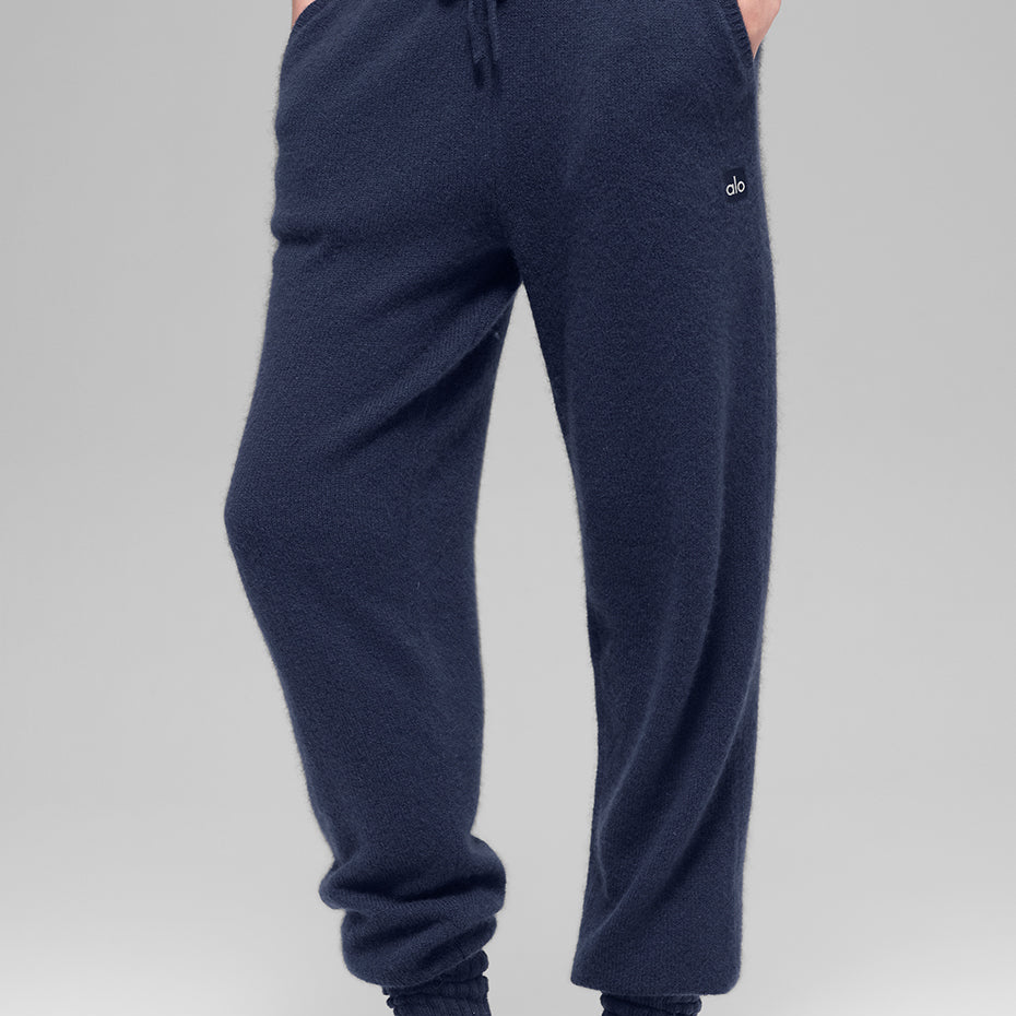 Wool Cashmere High-Waist New Class Jogger - Navy