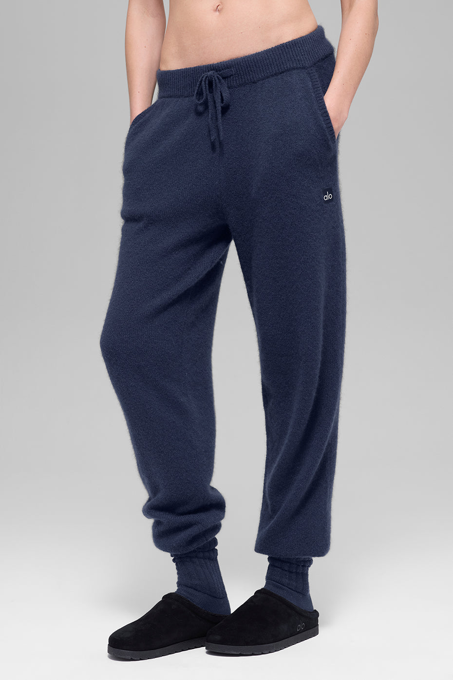 Wool Cashmere High-Waist New Class Jogger - Navy