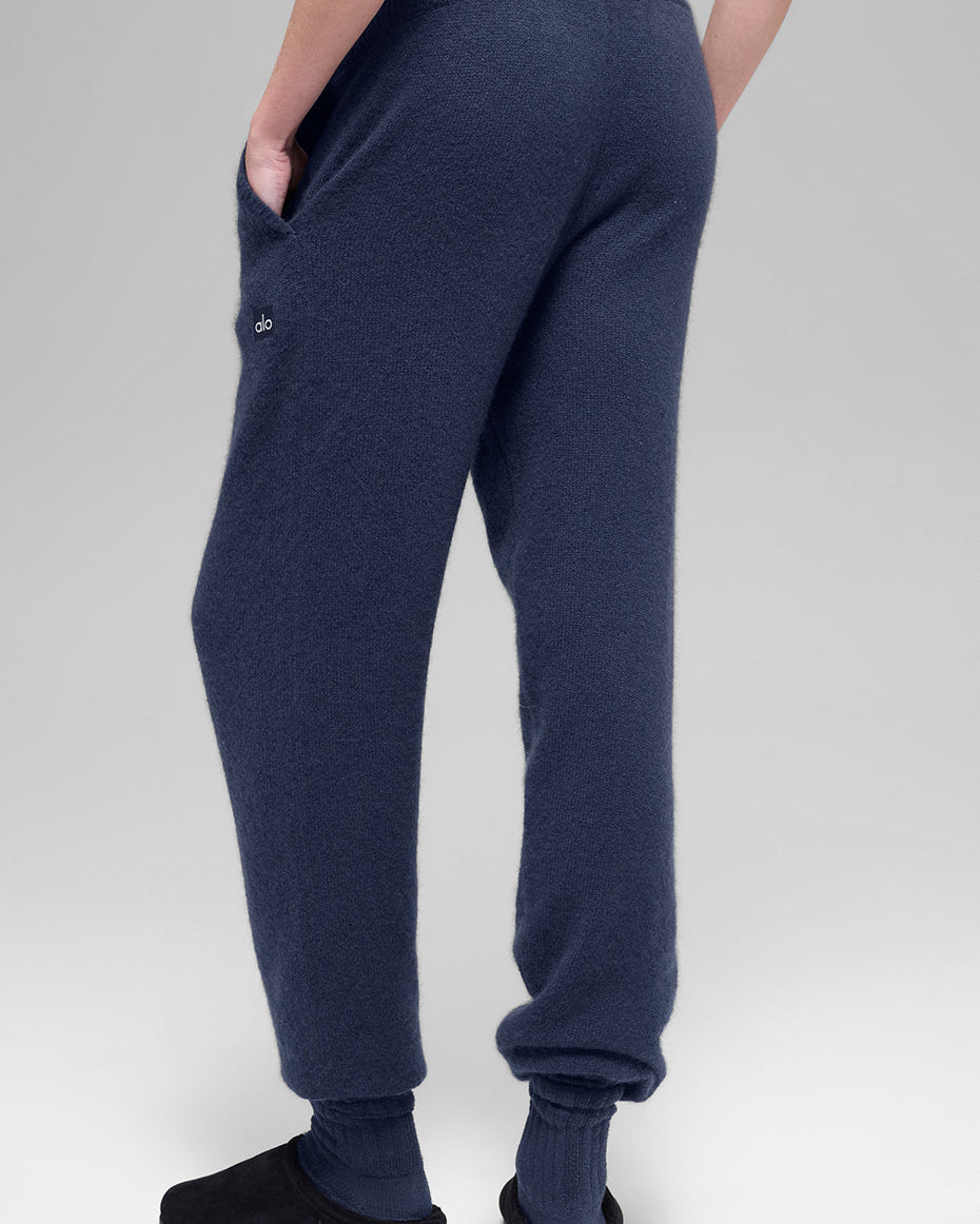 Wool Cashmere High-Waist New Class Jogger - Navy