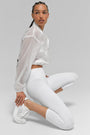 High-Waist Airbrush Capri - White