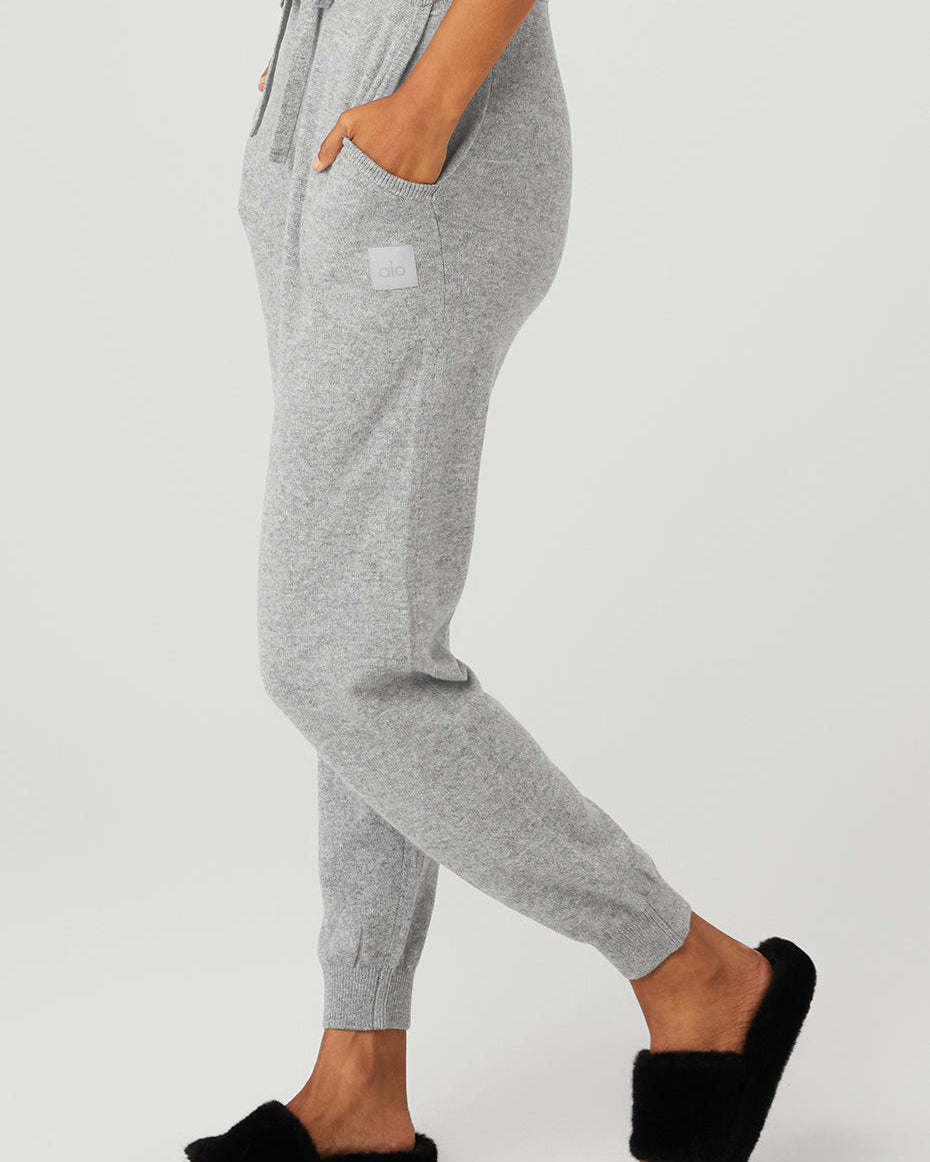 High-Waist Cashmere Jet Set Pant - Dove Grey Heather