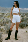 5" Airbrush High-Waist Biker Short - White