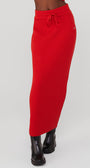Cashmere Ribbed High-Waist Winter Dream Skirt - Red Flame