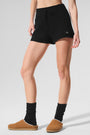 Cashmere High-Waist Plush Waffle Short - Black