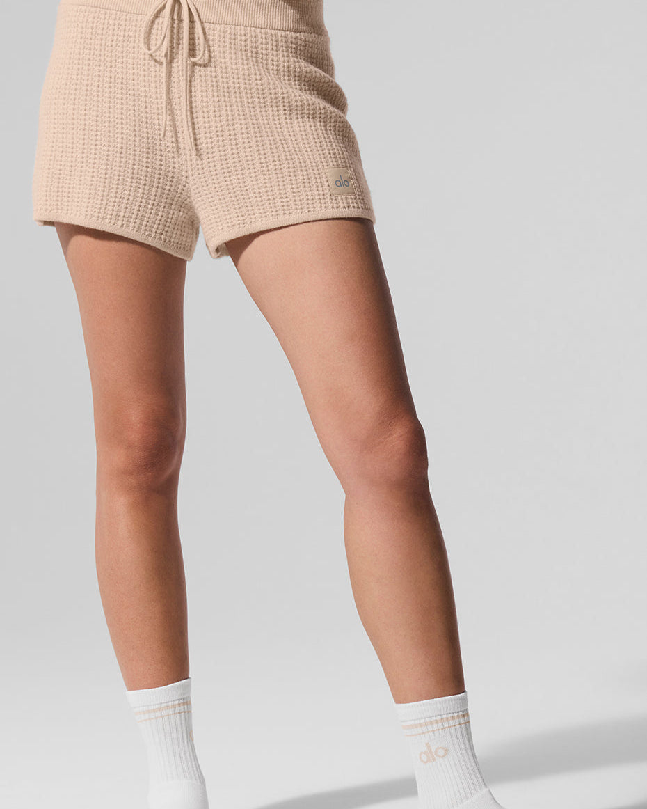 Cashmere High-Waist Plush Waffle Short - Macadamia Blush