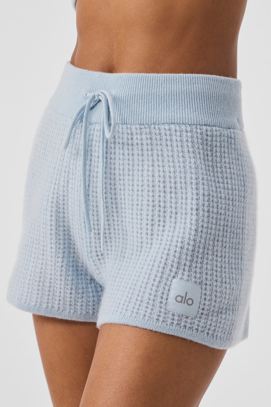 Cashmere High-Waist Plush Waffle Short - Crystal Blue