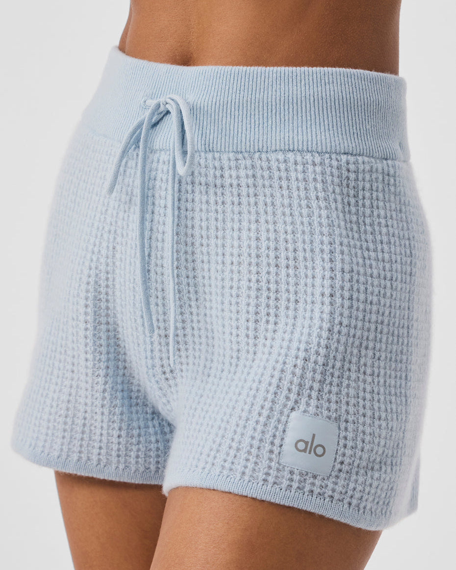 Cashmere High-Waist Plush Waffle Short - Crystal Blue