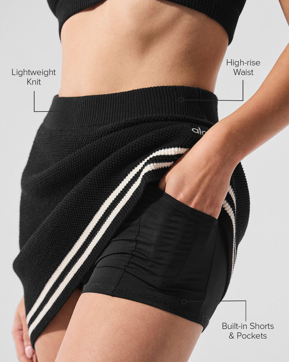 Tennis Club Sweater Knit Skirt - Black/Ivory