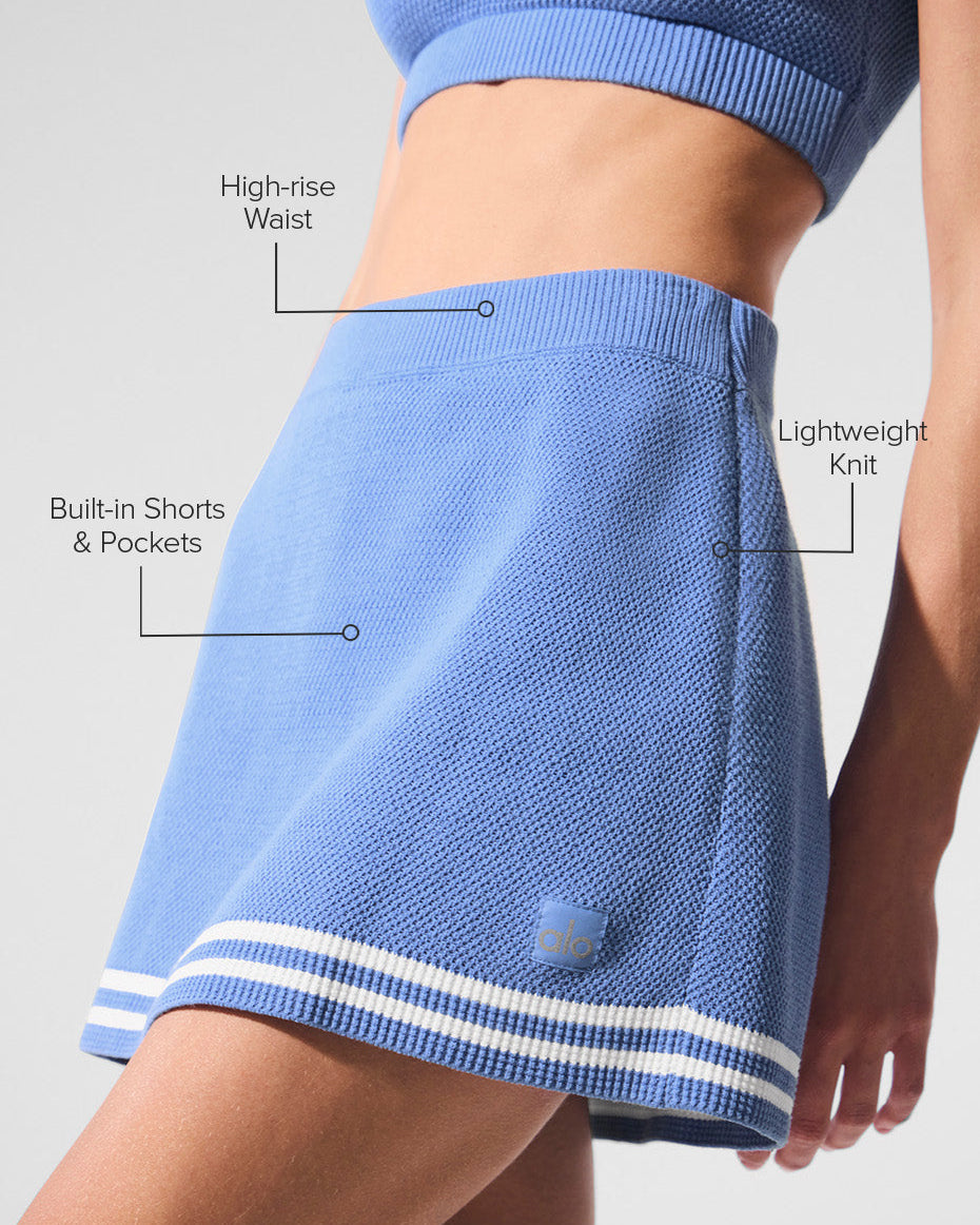 Tennis Club Sweater Knit Skirt - Crystal Clear Blue/White