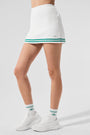 Tennis Club Sweater Knit Skirt - White/Spruce Green