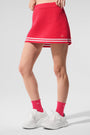 Tennis Club Sweater Knit Skirt - Candy Red/White