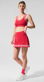 Tennis Club Sweater Knit Skirt - Candy Red/White