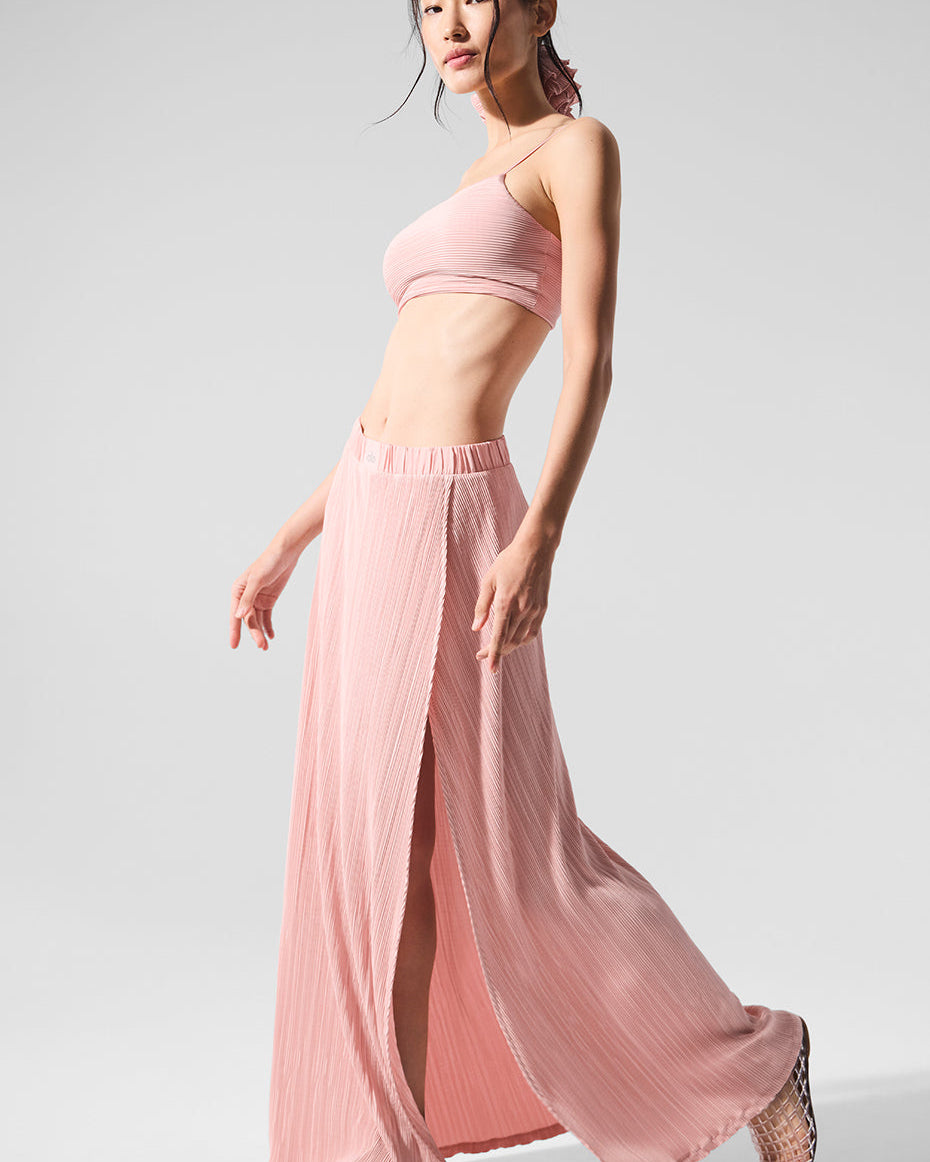 Micro Plisse Game On Long Skirt - Pink Quartz
