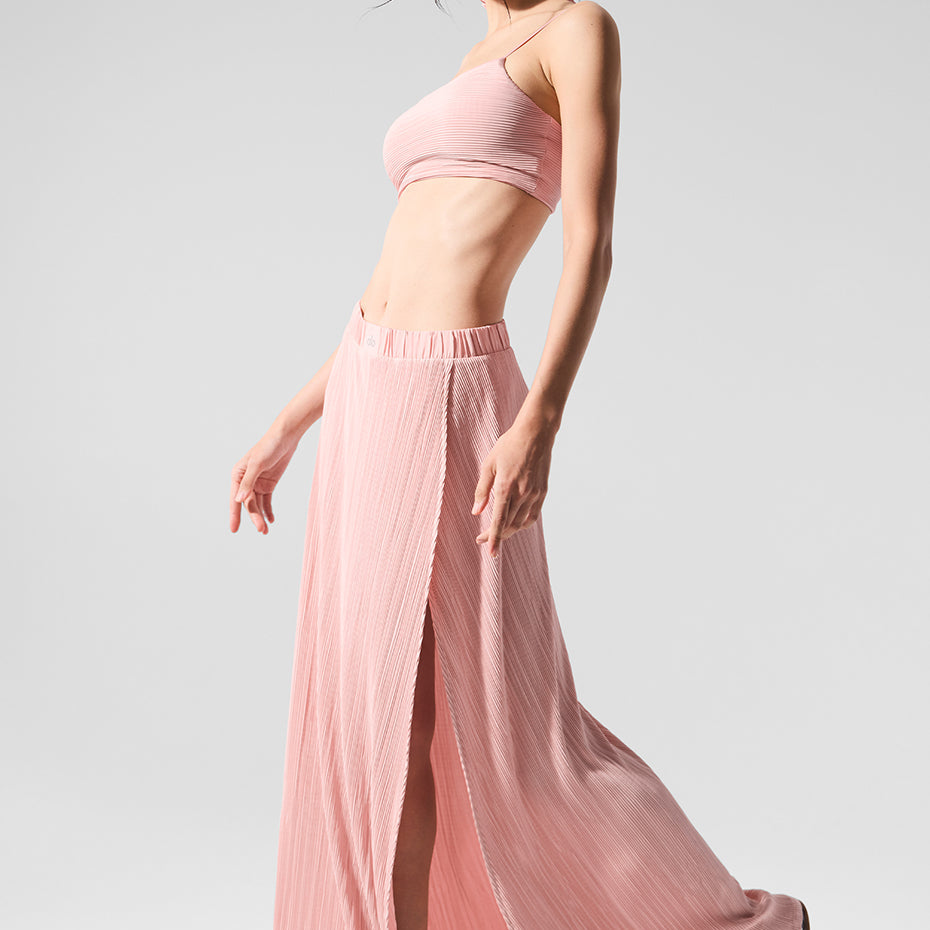 Micro Plisse Game On Long Skirt - Pink Quartz