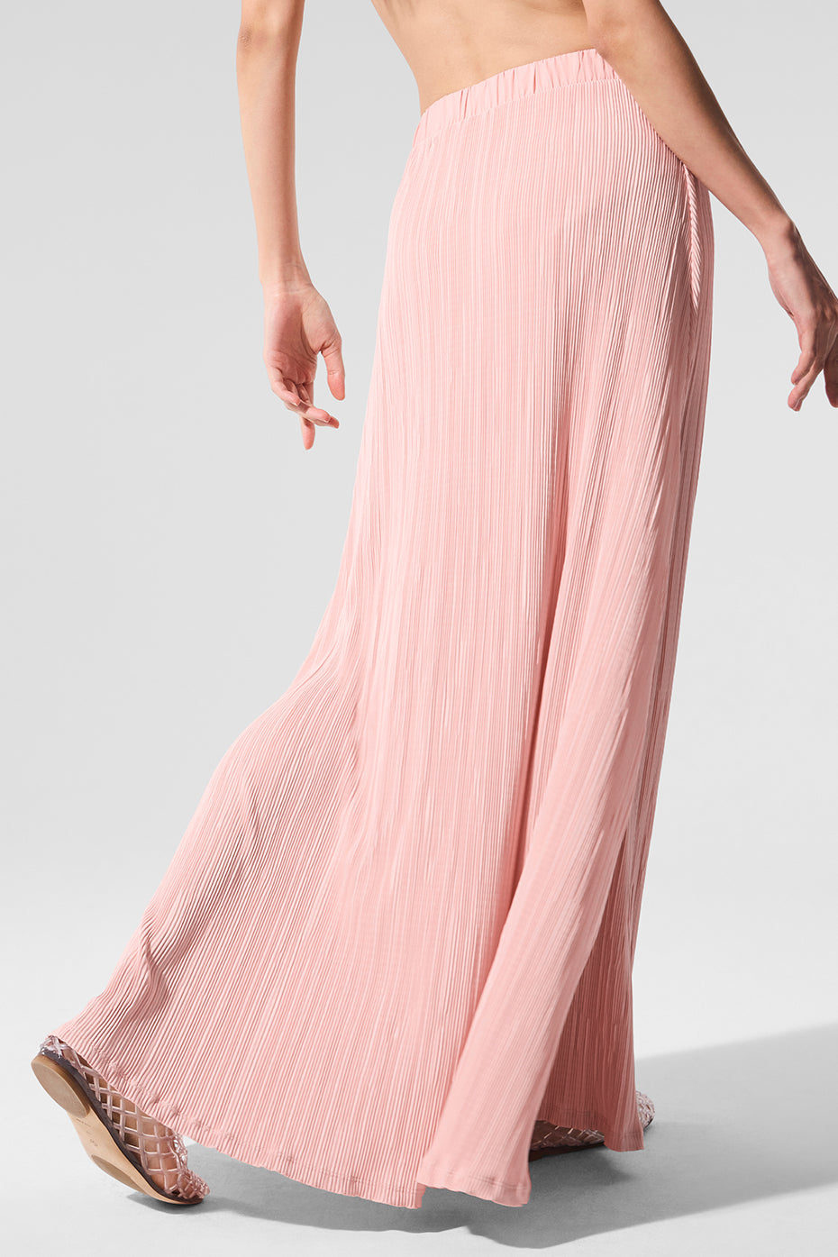 Micro Plisse Game On Long Skirt - Pink Quartz