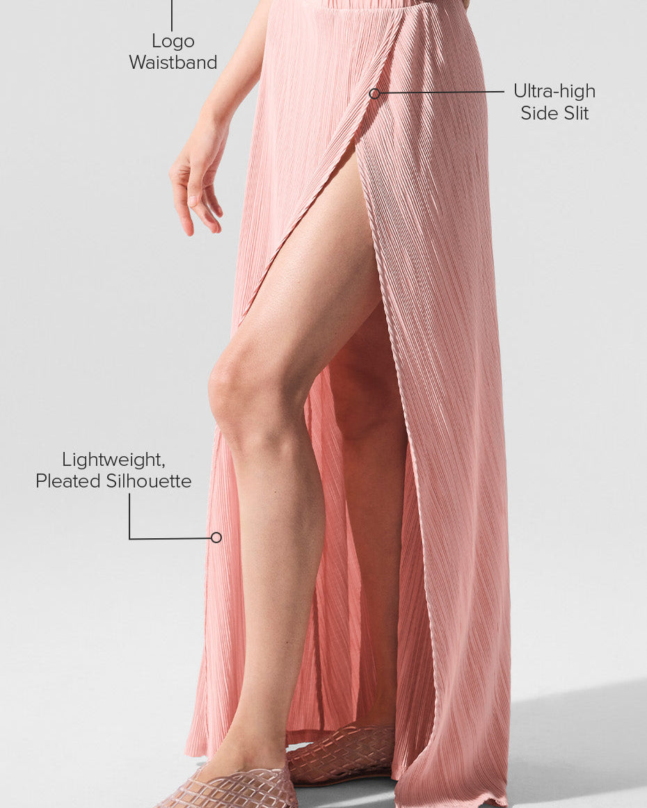 Micro Plisse Game On Long Skirt - Pink Quartz