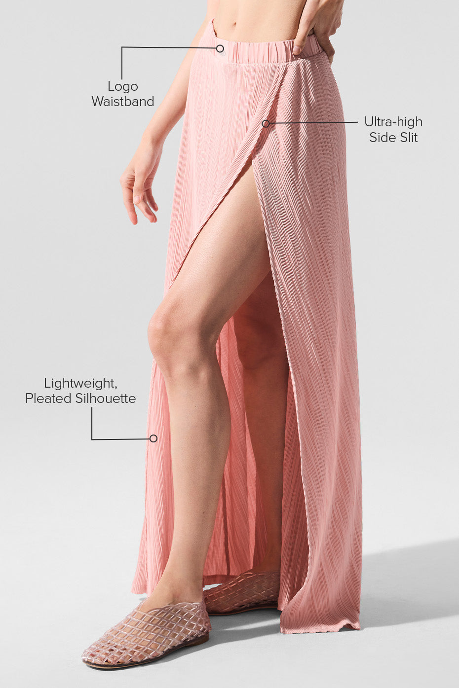 Micro Plisse Game On Long Skirt - Pink Quartz