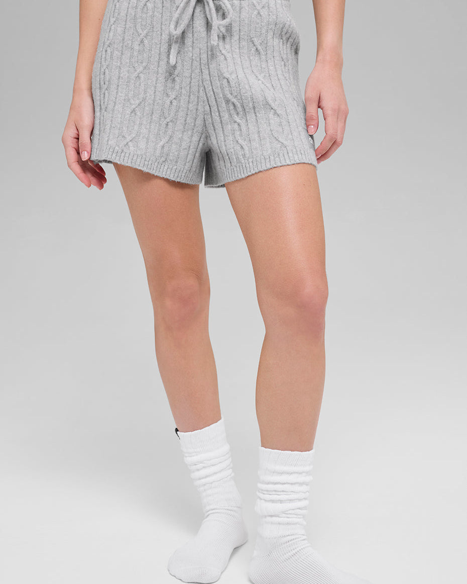 Cable Knit Winter Bliss Short - Athletic Heather Grey
